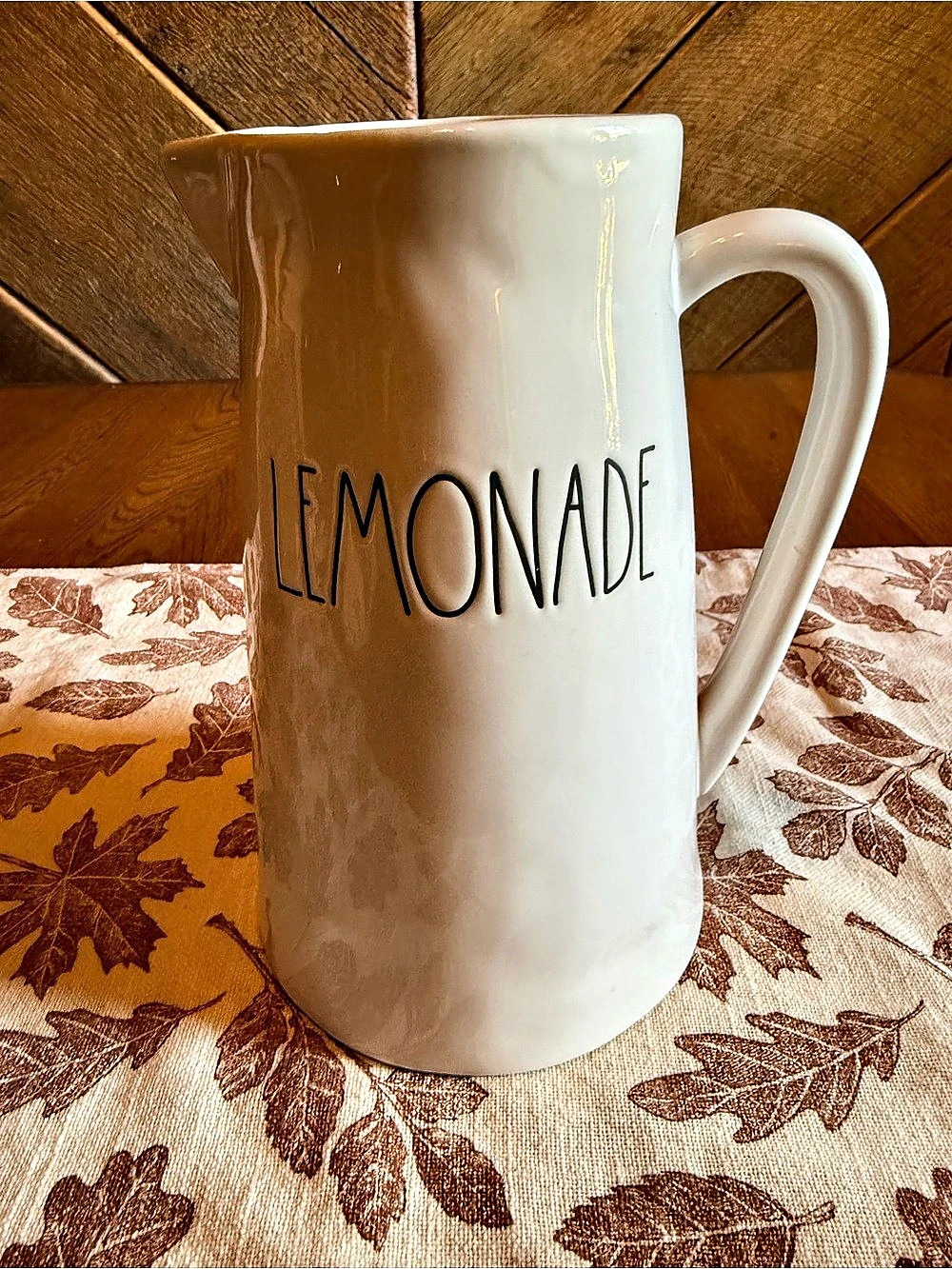 Rae Dunn LEMONADE Ceramic Pitcher Large White Farmhouse Decor